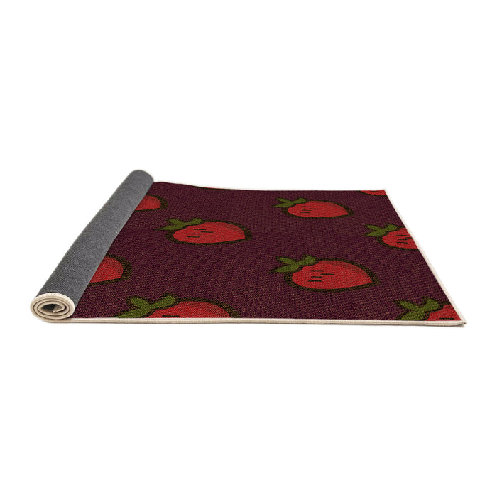 Thickness of Patterned Saffron Red Rug, pat2655org