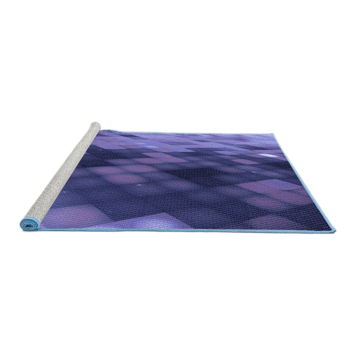 Sideview of Machine Washable Transitional Blue Rug, wshpat2656blu