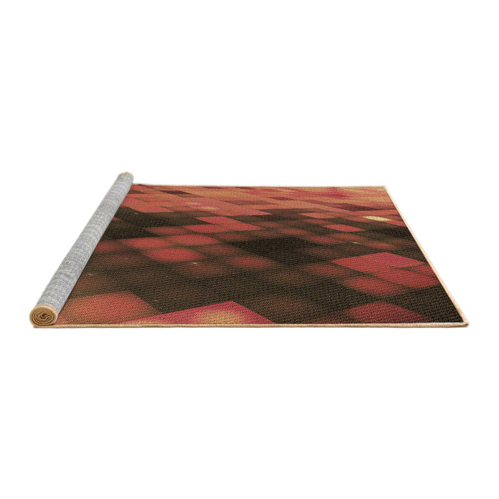 Sideview of Machine Washable Transitional Red Rug, wshpat2656brn
