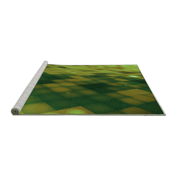 Sideview of Machine Washable Transitional Dark Forest Green Rug, wshpat2656grn