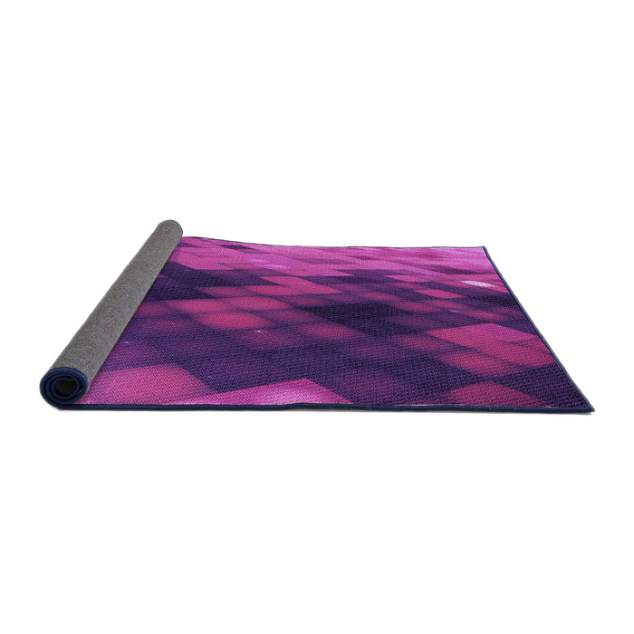 Thickness of Patterned Dark Magenta Purple Rug, pat2656pur