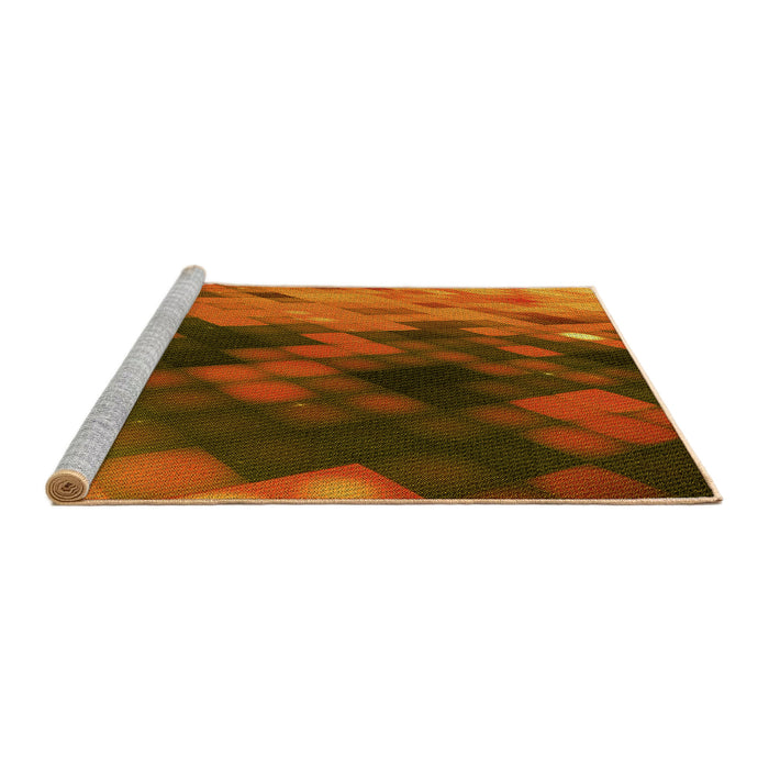 Sideview of Machine Washable Transitional Saffron Red Rug, wshpat2656yw