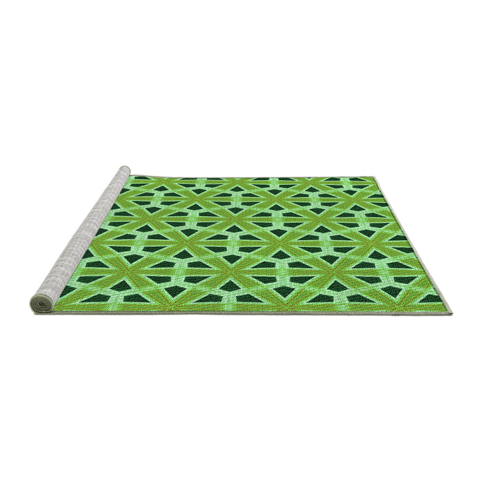 Sideview of Machine Washable Transitional Emerald Green Rug, wshpat2657grn