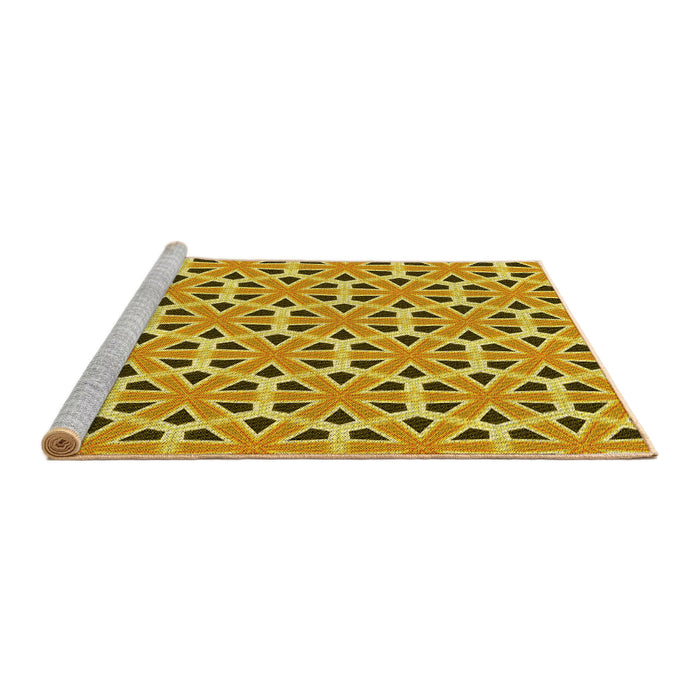 Sideview of Machine Washable Transitional Bright Gold Yellow Rug, wshpat2657yw