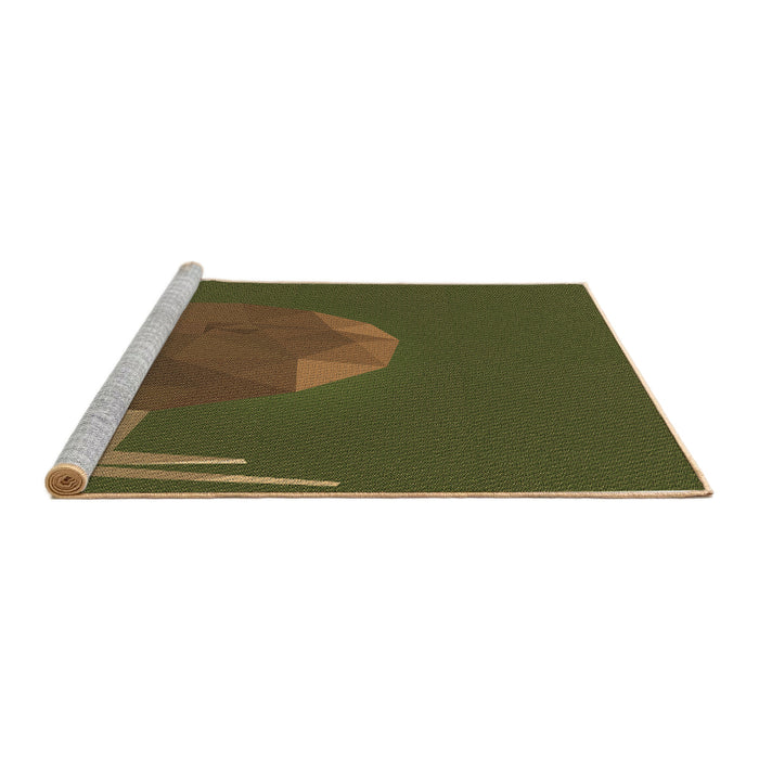 Sideview of Machine Washable Transitional Dark Yellow Green Rug, wshpat266brn