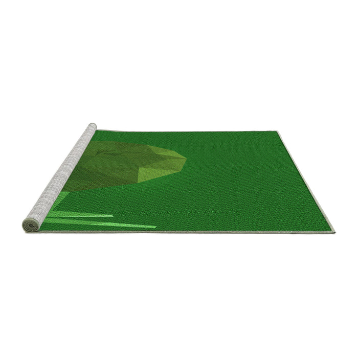 Sideview of Machine Washable Transitional Green Rug, wshpat266grn