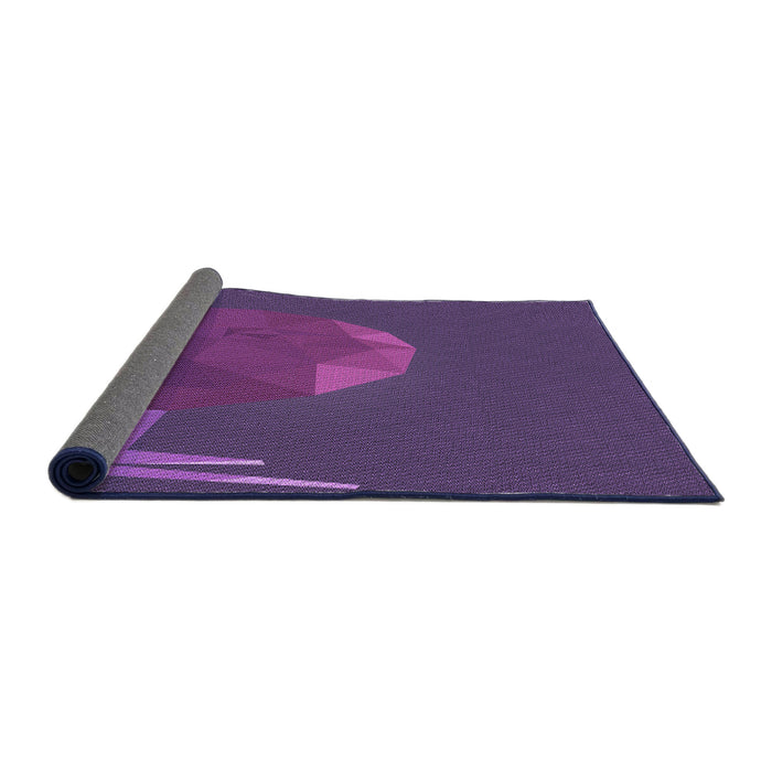 Thickness of Patterned Dark Magenta Purple Rug, pat266pur