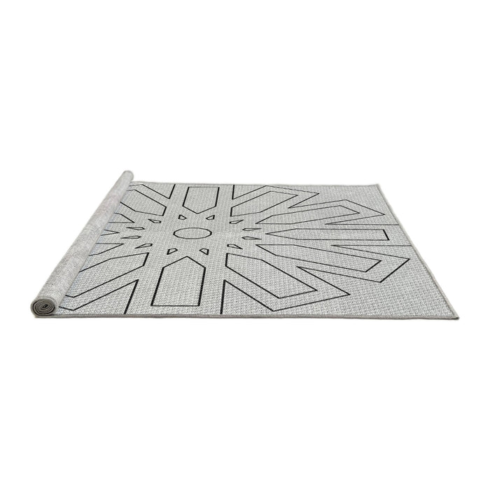 Sideview of Machine Washable Transitional Platinum Gray Rug, wshpat2660gry