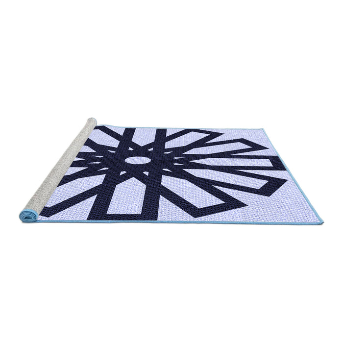 Sideview of Machine Washable Transitional Blue Rug, wshpat2661blu