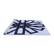 Sideview of Machine Washable Transitional Blue Rug, wshpat2661blu