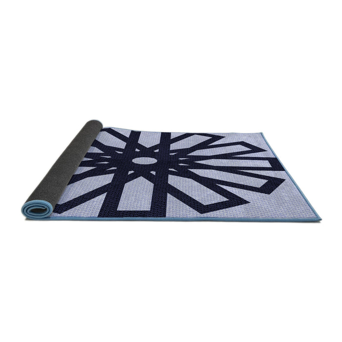 Thickness of Patterned Blue Rug, pat2661blu