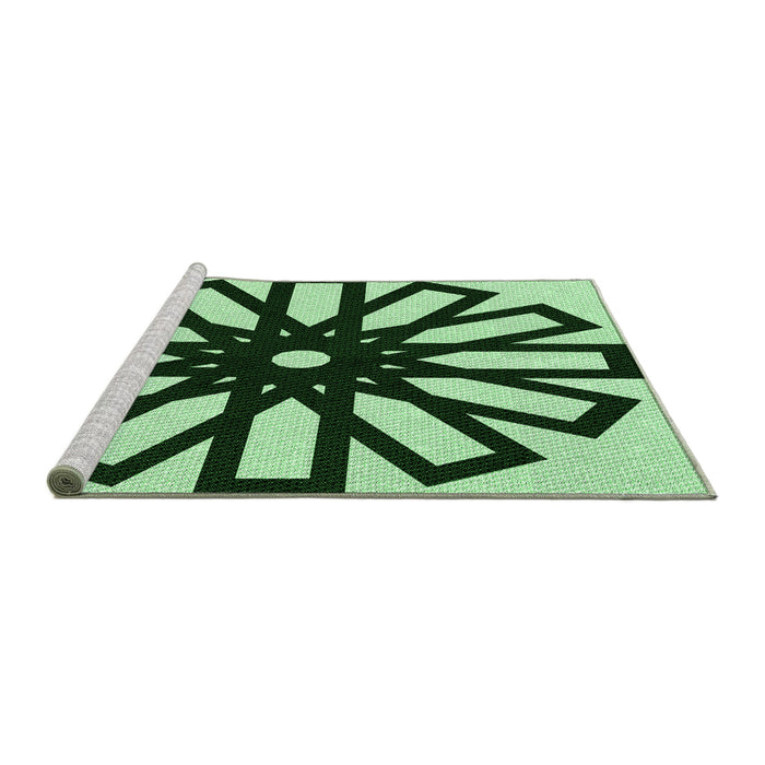 Sideview of Machine Washable Transitional Dark Forest Green Rug, wshpat2661grn