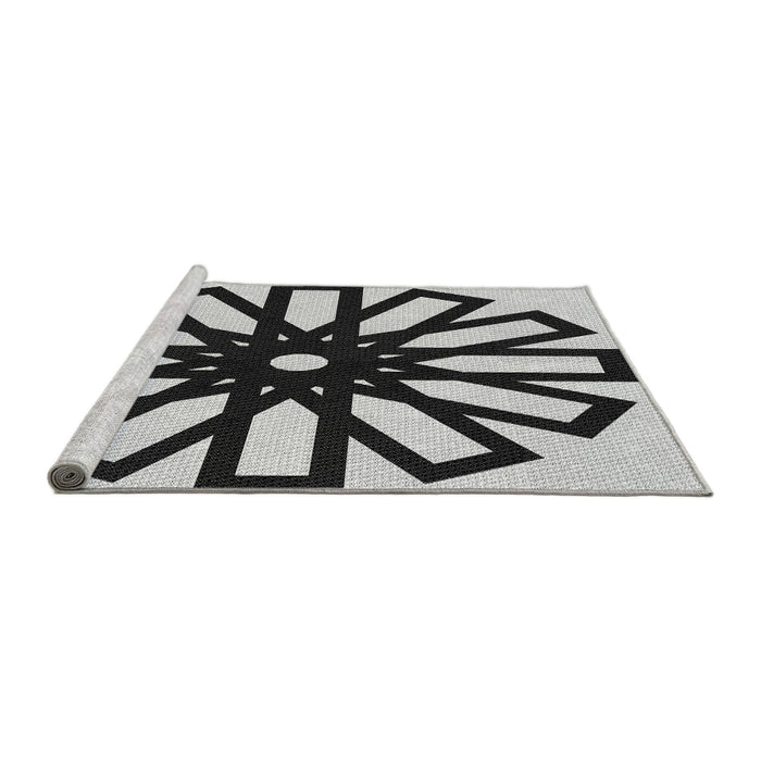 Sideview of Machine Washable Transitional Black Rug, wshpat2661gry