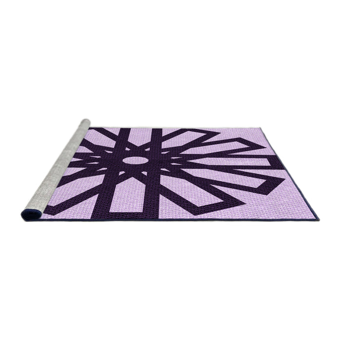 Sideview of Machine Washable Transitional Blossom Pink Rug, wshpat2661pur