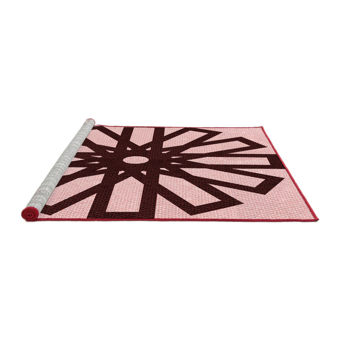 Sideview of Machine Washable Transitional Deep Rose Pink Rug, wshpat2661rd