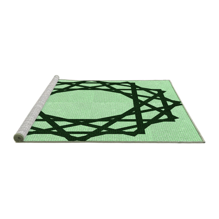 Sideview of Machine Washable Transitional Medium Forest Green Rug, wshpat2662grn