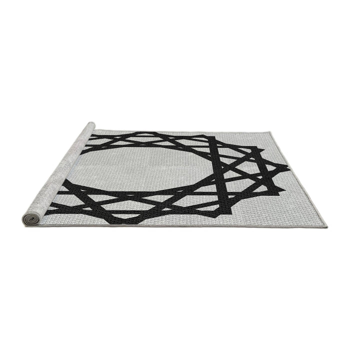 Sideview of Machine Washable Transitional Platinum Gray Rug, wshpat2662gry