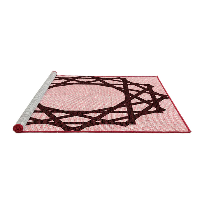 Sideview of Machine Washable Transitional Brown Red Rug, wshpat2662rd