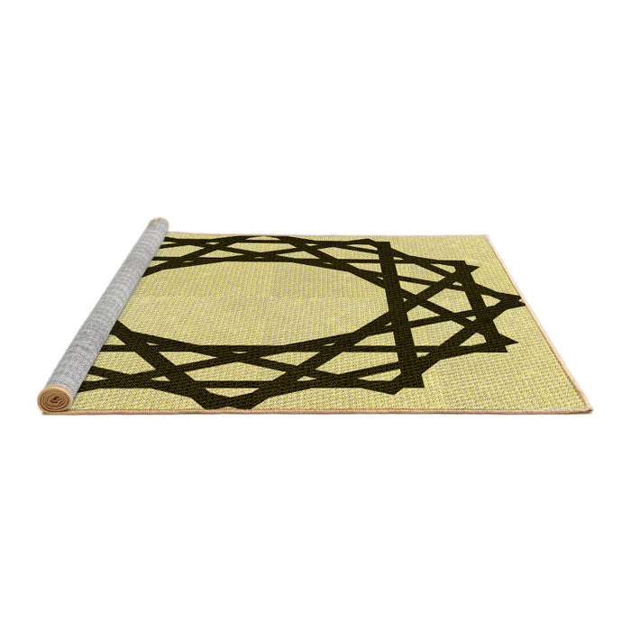 Sideview of Machine Washable Transitional Mustard Yellow Rug, wshpat2662yw