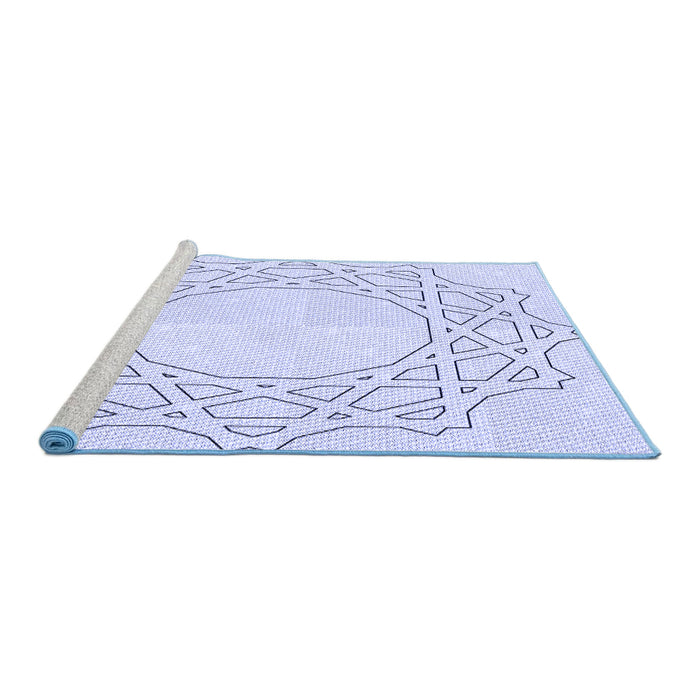 Sideview of Machine Washable Transitional Denim Blue Rug, wshpat2663blu
