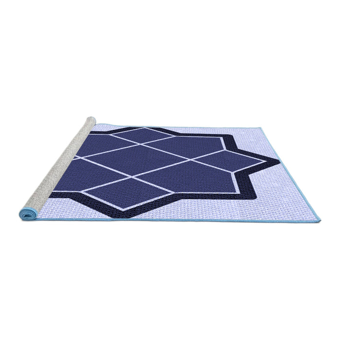 Sideview of Machine Washable Transitional Blue Rug, wshpat2664blu