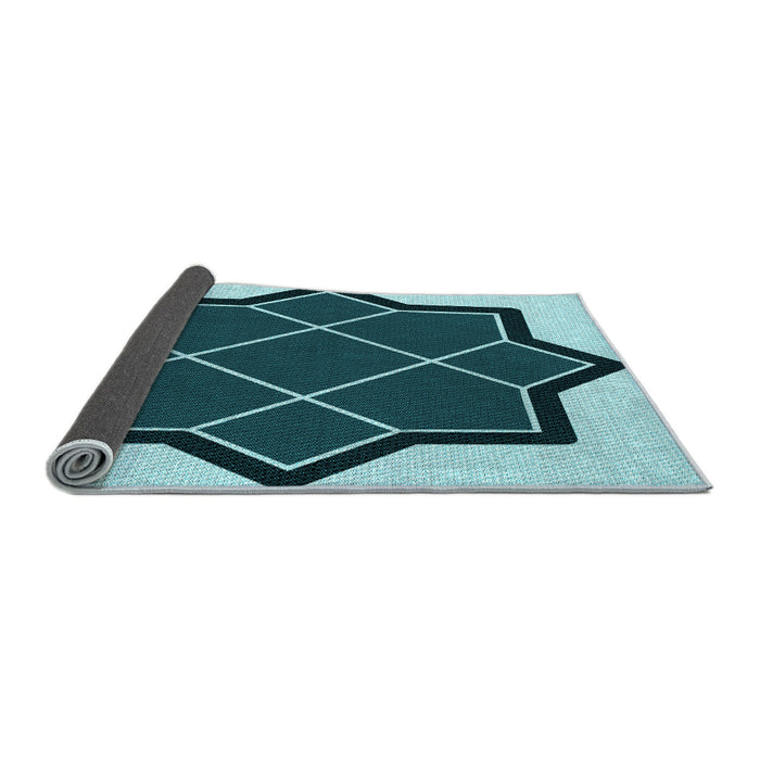 Thickness of Patterned Medium Teal Green Rug, pat2664lblu
