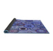 Thickness of Patterned Denim Blue Rug, pat2665blu