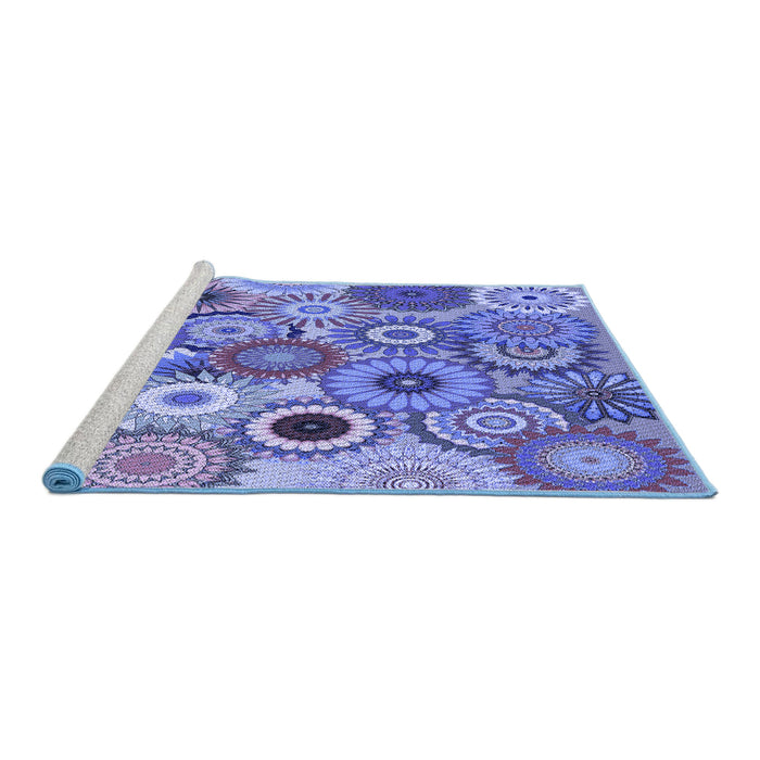 Sideview of Machine Washable Transitional Denim Blue Rug, wshpat2665blu