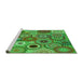 Sideview of Machine Washable Transitional Seaweed Green Rug, wshpat2665grn