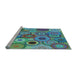 Sideview of Machine Washable Transitional Turquoise Green Rug, wshpat2665lblu