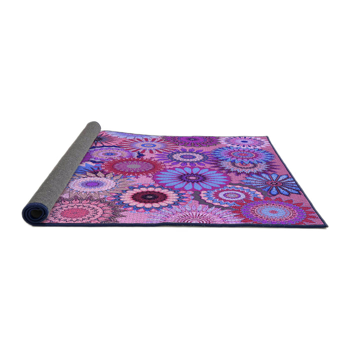 Thickness of Patterned Dark Orchid Purple Rug, pat2665pur