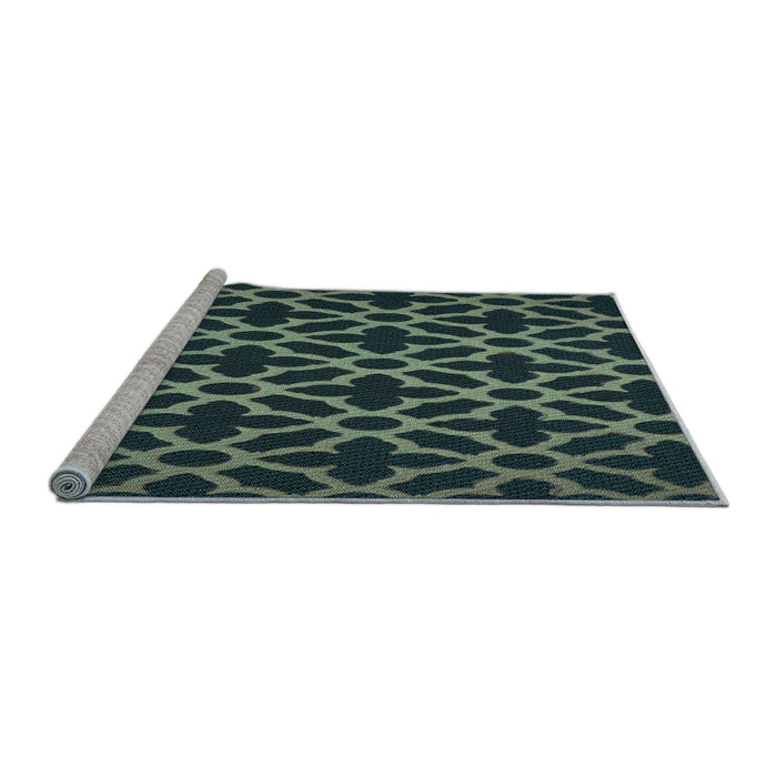 Sideview of Machine Washable Transitional Deep Teal Green Rug, wshpat2666lblu