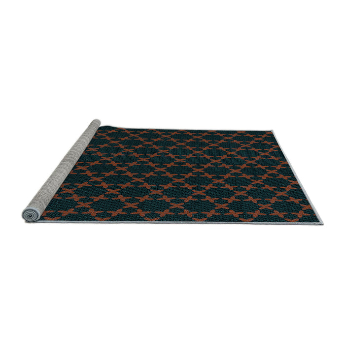 Sideview of Machine Washable Transitional Charcoal Blue Rug, wshpat2667lblu