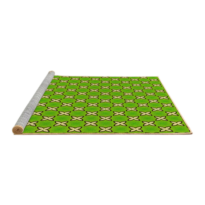 Sideview of Machine Washable Transitional Emerald Green Rug, wshpat2669yw