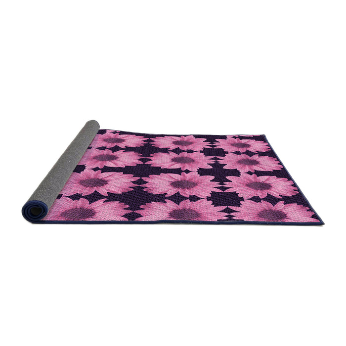 Thickness of Patterned Deep Mauve Purple Rug, pat267pur