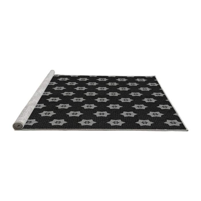 Sideview of Machine Washable Transitional Black Rug, wshpat2671gry