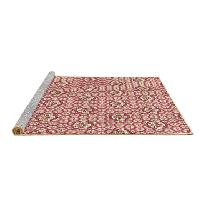 Sideview of Machine Washable Transitional Red Rug, wshpat2672brn