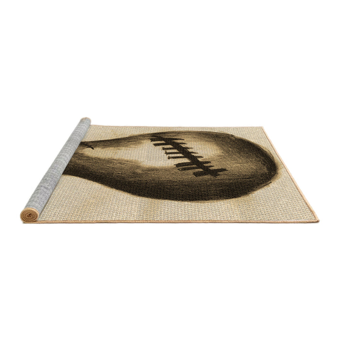 Sideview of Machine Washable Transitional Khaki Gold Rug, wshpat2673brn