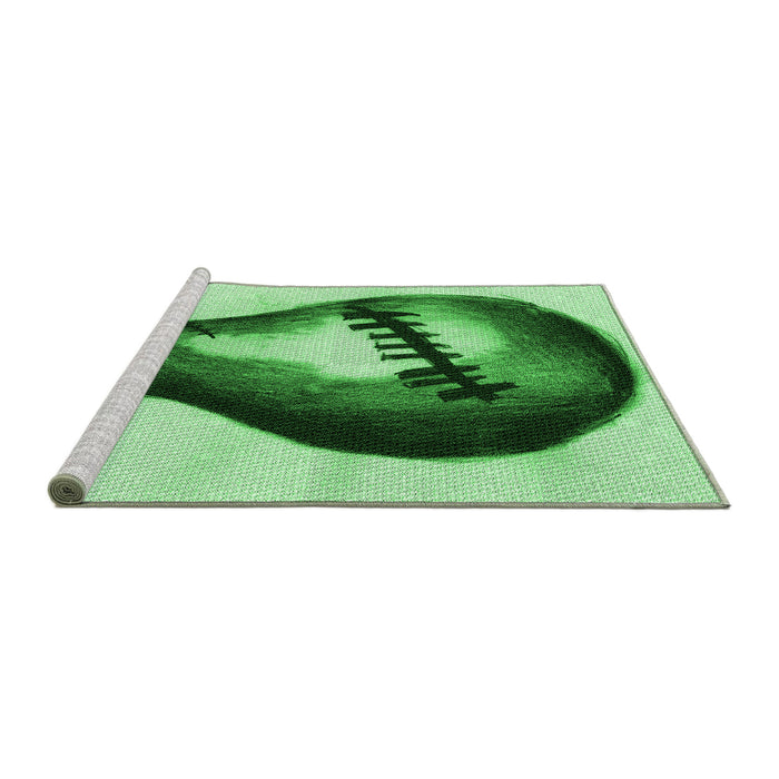 Sideview of Machine Washable Transitional Green Rug, wshpat2673grn