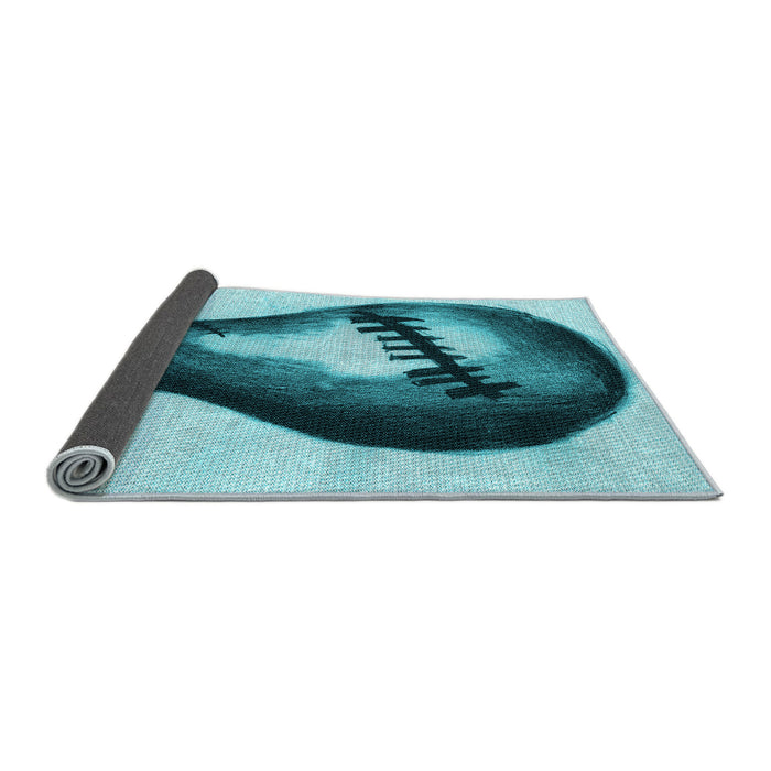Thickness of Patterned Dark Cyan Green Rug, pat2673lblu