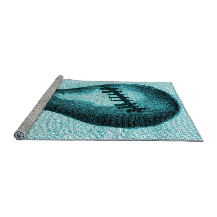 Sideview of Machine Washable Transitional Dark Cyan Green Rug, wshpat2673lblu