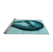 Sideview of Machine Washable Transitional Dark Cyan Green Rug, wshpat2673lblu