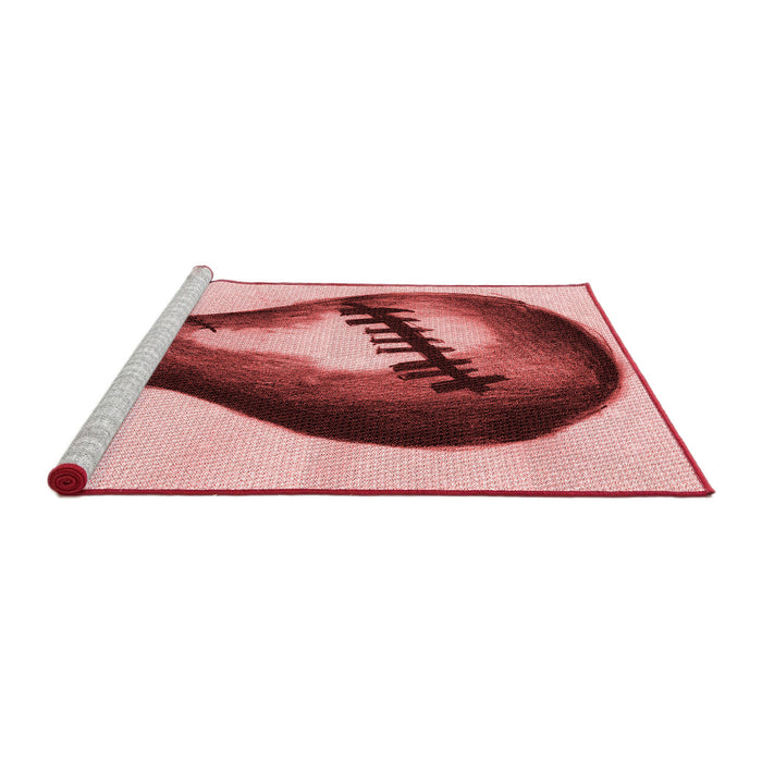 Sideview of Machine Washable Transitional Deep Rose Pink Rug, wshpat2673rd