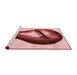 Sideview of Machine Washable Transitional Deep Rose Pink Rug, wshpat2673rd