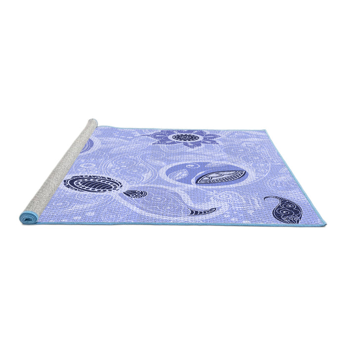 Sideview of Machine Washable Transitional Blue Rug, wshpat2674blu