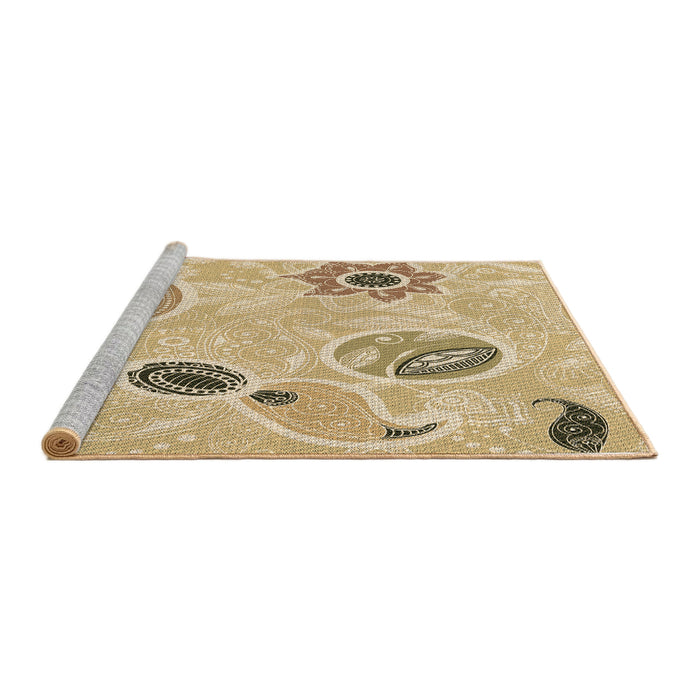 Sideview of Machine Washable Transitional Cinnamon Brown Rug, wshpat2674brn