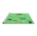 Sideview of Machine Washable Transitional Green Rug, wshpat2674grn