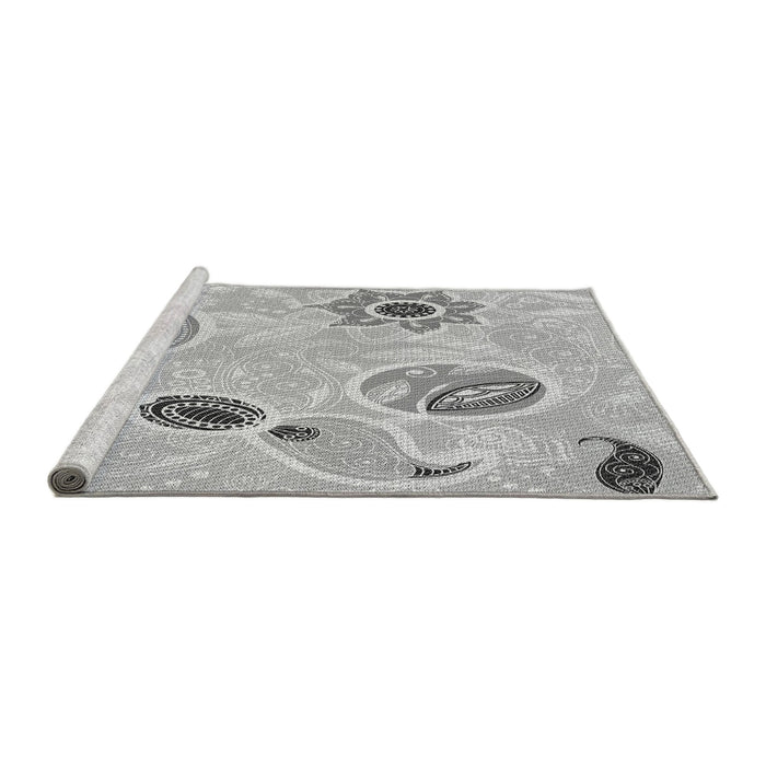 Sideview of Machine Washable Transitional Gunmetal Gray Rug, wshpat2674gry