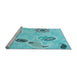 Sideview of Machine Washable Transitional Blue Turquoise Green Rug, wshpat2674lblu