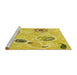 Sideview of Machine Washable Transitional Bold Yellow Rug, wshpat2674yw